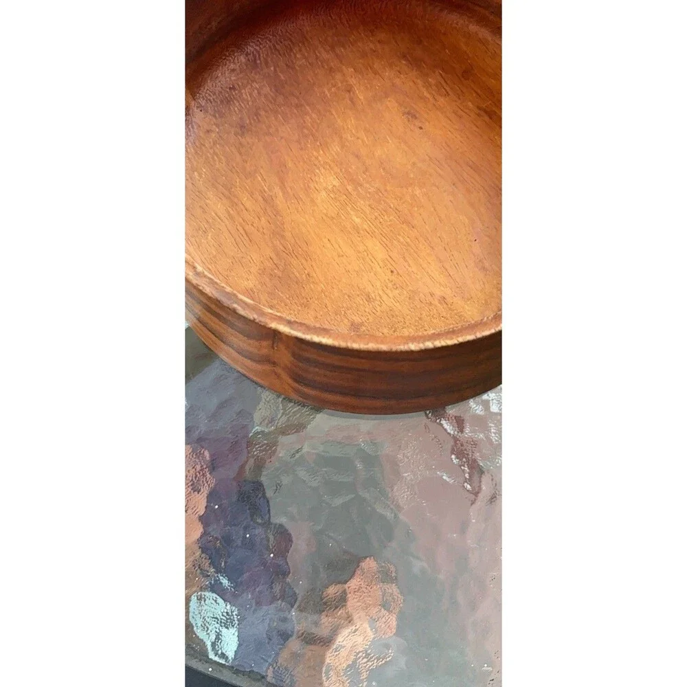 Vintage Mid-Century Modern Hand-Turned Wooden Family Salad Bowl 9”